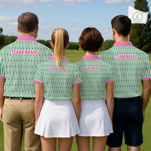 Load image into Gallery viewer, Funny Pink Green Geometric Womens Polo Golf Shirt, Retro Style Performance Golf Top For Family Team Shirt  NHT692