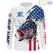 Load image into Gallery viewer, Bass Fishing Shirts Long Sleeve With American Flag – USA Patriotic Angler Performance Shirt