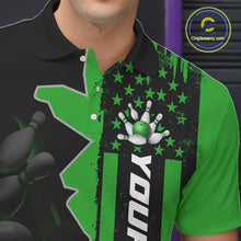Load image into Gallery viewer, Men's Custom Bowling Tournament Polo Shirt &amp; 1/4 Zip – Personalized Team Bowling Jersey| Green NHT1197