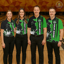 Load image into Gallery viewer, Women's Custom Bowling Tournament Polo Shirt &amp; 1/4 Zip – Personalized Team Bowling Jersey| Green NHT1197