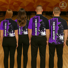 Load image into Gallery viewer, Women's Custom Bowling Tournament Polo Shirt &amp; 1/4 Zip – Personalized Team Bowling Jersey| Purple NHT1198