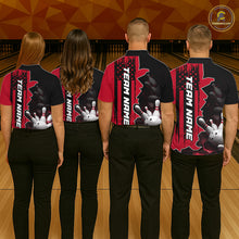 Load image into Gallery viewer, Women's Custom Bowling Tournament Polo Shirt &amp; 1/4 Zip – Personalized Team Bowling Jersey| Red NHT1199