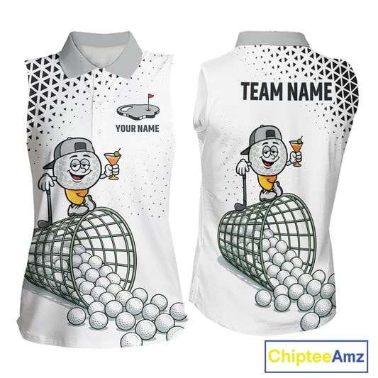 Funny Custom Womens Sleeveless Golf Polo Shirt, Personalized Drinking Golf Jersey, Custom Golf Outfit For Familly Team Shirt NHT697