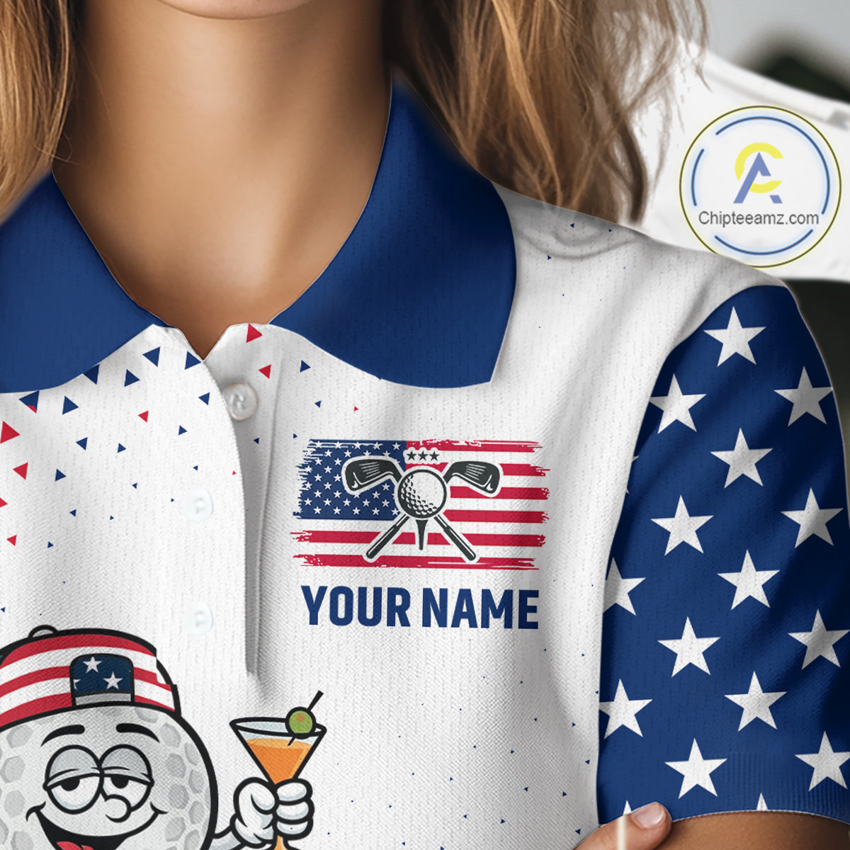 Funny Custom Patriotic Womens Golf Polo Shirt, Personalized Drinking Golf Jersey, Custom Golf Outfit For Family Team Shirt NHT700