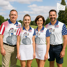 Load image into Gallery viewer, Funny Custom Patriotic Womens Golf Polo Shirt, Personalized Drinking Golf Jersey, Custom Golf Outfit For Family Team Shirt NHT700