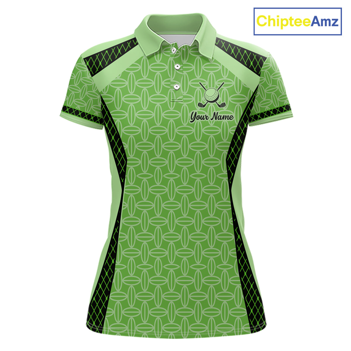Custom Womens Mint Green Golf Polo, Personalized Geometric Pattern Golf Shirt With Name, Gift For Golfer NHT702