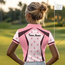 Load image into Gallery viewer, Custom  Womens Flamingo Golf Polo, Personalized Pink Flamingo Golf Shirt With Name, Gift For Golfer NHT705