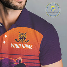 Load image into Gallery viewer, Personalized Raccoon Golf Shirt - Retro Sunset Golf Polo Shirt For Men