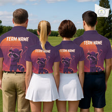 Load image into Gallery viewer, Personalized Raccoon Golf Shirt - Retro Sunset Womens Golf Polo Shirt NHT1036