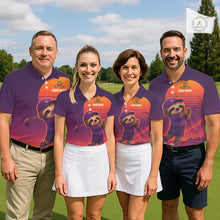Load image into Gallery viewer, Personalized Sloth Golf Shirt - Retro Sunset Womens Golf Polo Shirt NHT1037