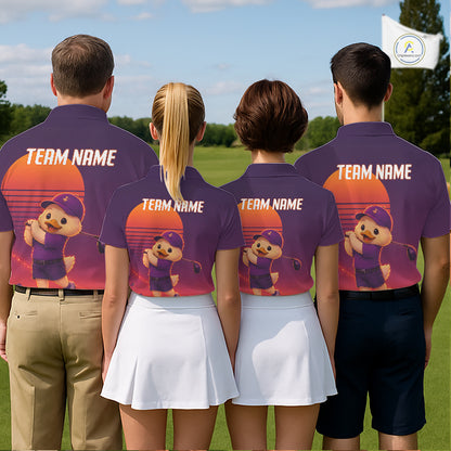 Personalized Duck Golf Shirt - Retro Sunset Golf Polo Shirt For Men NHT1038