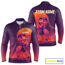 Load image into Gallery viewer, Personalized Flamingo Golf Shirt - Retro Sunset Golf Polo Shirt For Men NHT1039