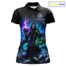 Load image into Gallery viewer, Women's Grim Reaper bowling shirt – custom personalized team bowling jersey front view