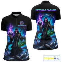 Load image into Gallery viewer, Custom personalized women's Grim Reaper bowling shirt – lightweight breathable polyester