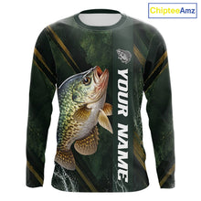 Load image into Gallery viewer, Personalized Crappie Fishing Jersey – Green Angler Shirt Custom Name, Fishing Gift For Men NHT875