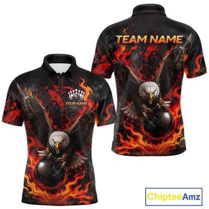 Eagle Bowling Polo Shirt Custom Name Team Quarter Zip Bowling Jersey For Men NHT1350