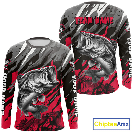 Personalized Bass Fishing Sport Jerseys, Bass Fishing Shirts Long Sleeve For Men NHT457