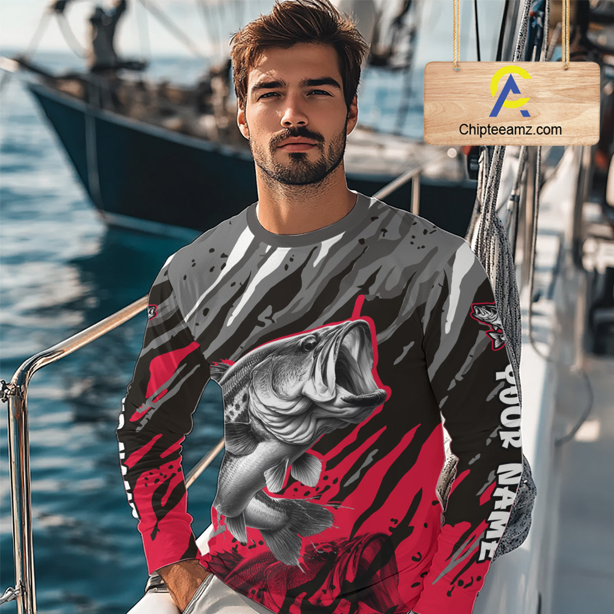 Personalized Bass Fishing Sport Jerseys, Bass Fishing Shirts Long Sleeve For Men NHT457