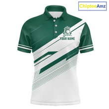 Load image into Gallery viewer, Green And White Mens Golf Polo Shirt Custom Name Golf Shirts For Team Personalized Golf Top NHT882