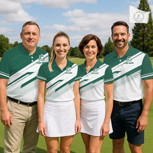 Load image into Gallery viewer, Green And White Mens Golf Polo Shirt Custom Name Golf Shirts For Team Personalized Golf Top NHT882