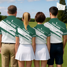 Load image into Gallery viewer, Green And White Mens Golf Polo Shirt Custom Name Golf Shirts For Team Personalized Golf Top NHT882