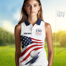 Load image into Gallery viewer, American Flag Sleeveless Womens Golf Polo Shirts, Patriotic Team Golf Jerseys NHT885