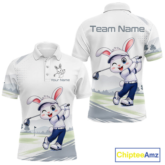 Custom Bunny Golf Polo Shirt – Personalized Rabbit Golf Shirt, Funny Golfer Gift For Men 