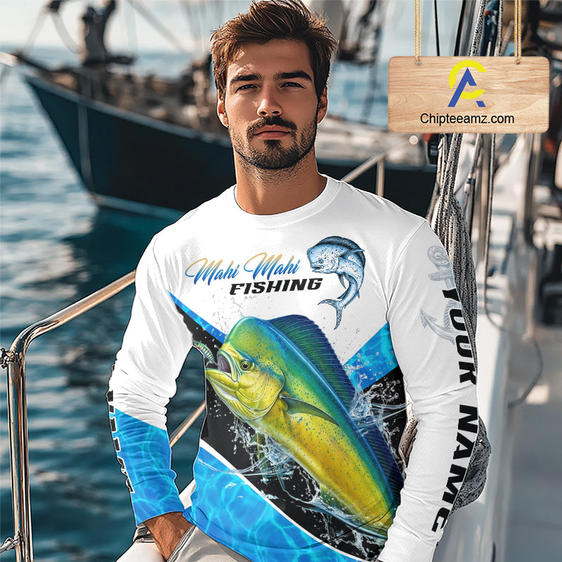 Custom Mahi Mahi Saltwater Fishing Shirts Long Sleeve Designed For Deep Sea Anglers NHT1357