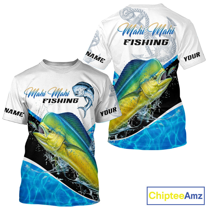 Custom Mahi Mahi Saltwater Custom Tuna Saltwater Fishing T-Shirt Designed For Deep Sea Anglers NHT1357