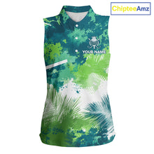 Load image into Gallery viewer, Green Tropical Splash Custom Golf Polo Shirt – Personalized Team Name Performance Polo Tee For Women NHT894