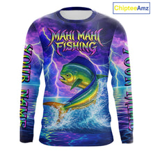Load image into Gallery viewer, Custom Neon Pattern Mahi Mahi Fishing Shirts Long Sleeve, Fishing Shirt Jersey NHT534