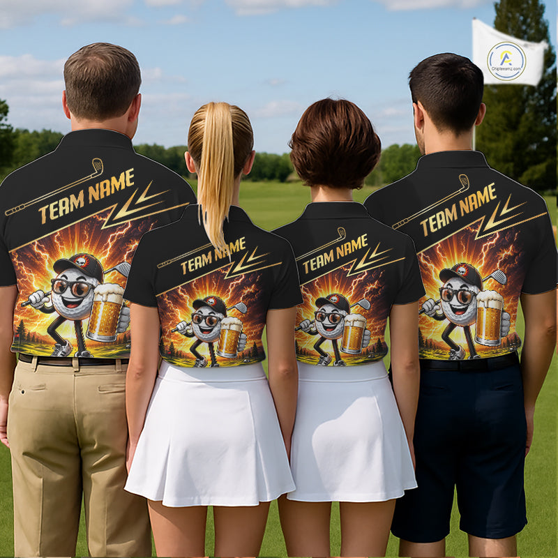 Funny Golf Ball Womens Golf Polo Shirts Custom Golf And Beer Golf Apparel For Golfer NHT899