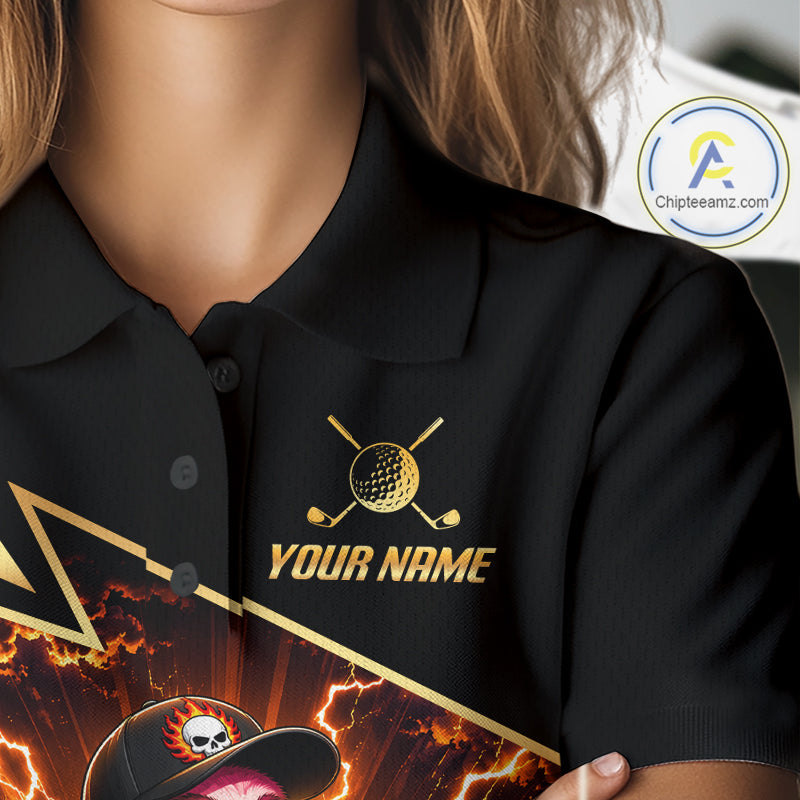 Funny Flamingo Womens Golf Polo Shirts Custom Golf And Beer Golf Apparel For Golfer NHT900