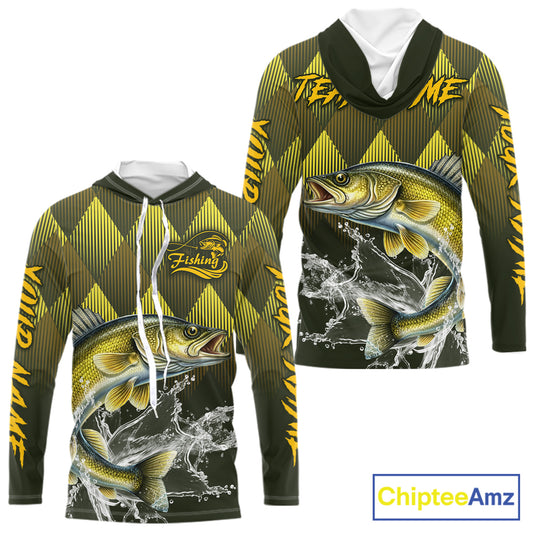 Custom Walleye Fishing Long Sleeve Tournament Fishing Shirts, Walleye Fishing Apparel NHT411