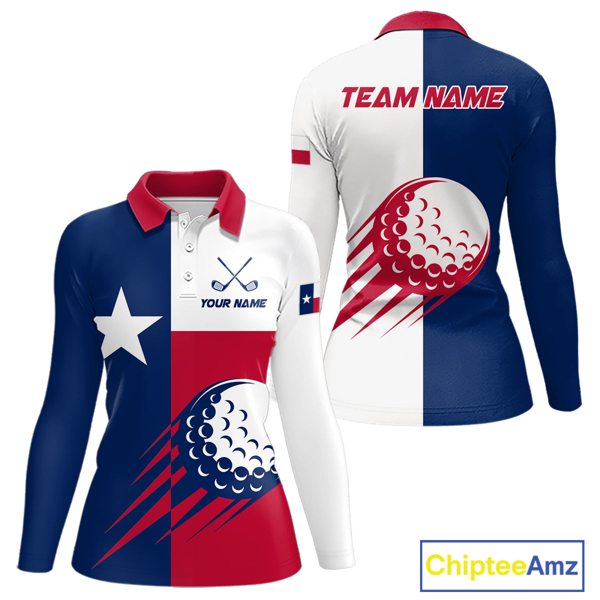 Personalized Texas Flag Patriotic Golf White Womens Golf Polo Shirts Custom Golf Gift For Womens NHT736