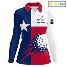 Load image into Gallery viewer, Personalized Texas Flag Patriotic Golf White Womens Golf Polo Shirts Custom Golf Gift For Womens NHT736