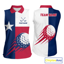 Load image into Gallery viewer, Personalized Texas Flag Patriotic Golf White Sleeveless Womens  Golf Polo Shirts Custom Golf Gift For Ladies NHT736
