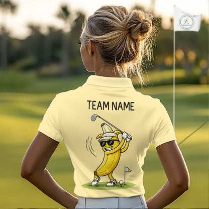 Funny Banana Womens Golf Polo Shirt, Custom Golf Polo For Women, Golf Apparel Gift For Golf Lovers NHT905