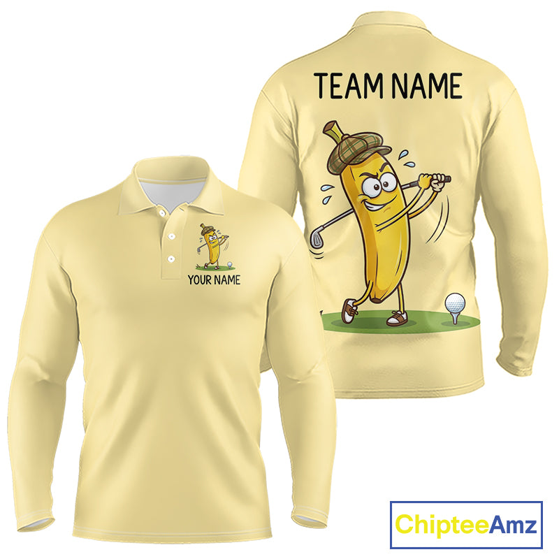 Funny Banana Mens Golf Polo Shirt, Custom Golf Polo For Men, Golf Jersey For Golf Lovers NHT906