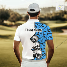 Load image into Gallery viewer, Custom Skull Mens Golf Polo Shirt Personalized Name, Golf Team Polo Jersey| Blue