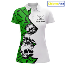 Load image into Gallery viewer, Custom Skull Womens Golf Polo Shirt Personalized Name, Golf Team Polo Jersey| Green 