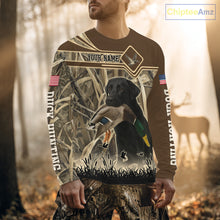 Load image into Gallery viewer, Mallard Duck Hunting Camouflage Shirt With Black Labrador Retriever, Duck Hunting Season NHT119
