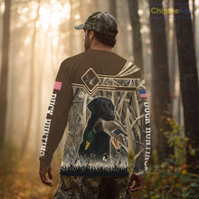 Load image into Gallery viewer, Mallard Duck Hunting Camouflage Shirt With Black Labrador Retriever, Duck Hunting Season NHT119