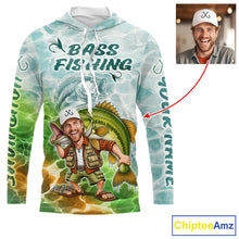 Load image into Gallery viewer, Custom Photo Scale Funny Bass Fishing Shirts Long Sleeve Hooded For Men, Fishing Team Jersey NHT909