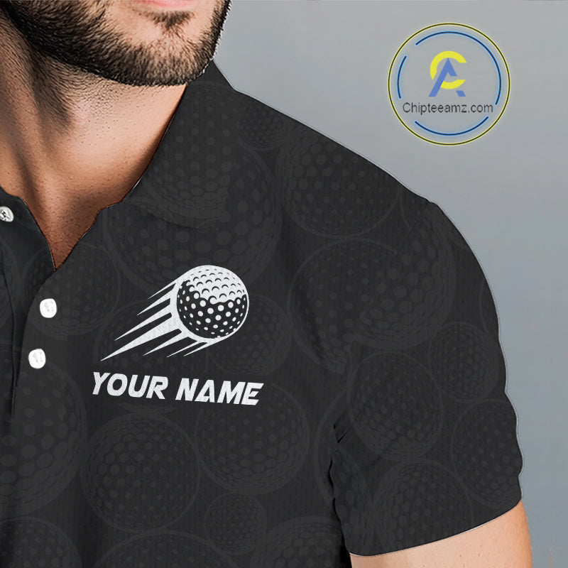 Personalized Mens Golf Polo Shirt Custom Name, Black Purple Argyle Golf Team Polo NHT1077