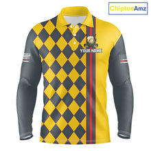 Load image into Gallery viewer, Personalized Mens Golf Polo Shirt Beer And Golf Ball Graphic Custom Team Name Golf Jersey|Yellow 