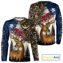 Load image into Gallery viewer, Best Custom Deer Hunting Shirt 3D Camo with Texas Flag &amp; Big Buck Personalized Hunting Gifts NHT34