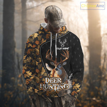 Load image into Gallery viewer, Whitetail Deer Hunting Clothes Custom Name Beautiful Autumn Leaves Camo Hunting Gifts NHT42