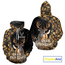 Load image into Gallery viewer, Whitetail Deer Hunting Clothes Custom Name Beautiful Autumn Leaves Camo Hunting Gifts NHT42
