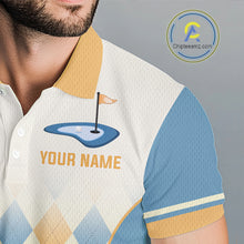 Load image into Gallery viewer, Argyle Pattern Golf Polo Shirts For Mens Custom Name, Golf Pattern Yellow Blue Shirt Gifts NHT933